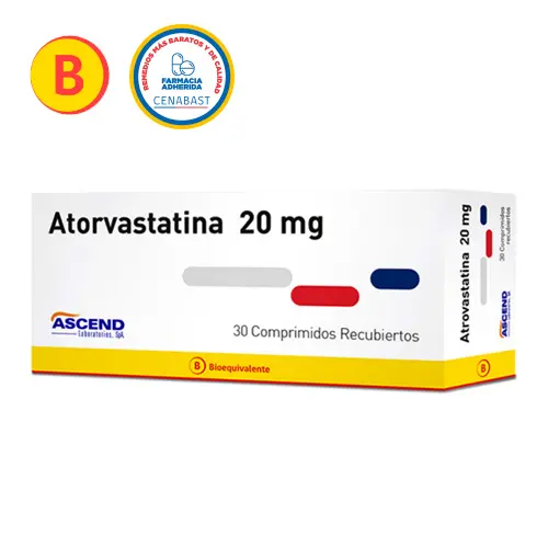 Atorvastantina 20 mg x 30 comprimidos recubiertos (Ascend)