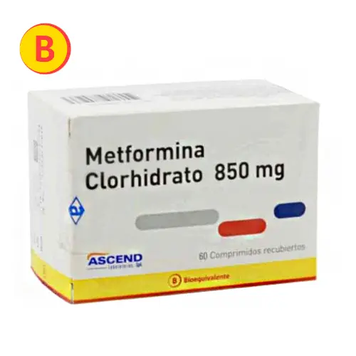 Metformina 850 mg x 60 comprimidos (Ascend) - EcoFarmacias