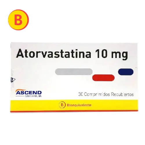 Atorvastatina 10 mg x 30 comprimidos recubiertos (Ascend)