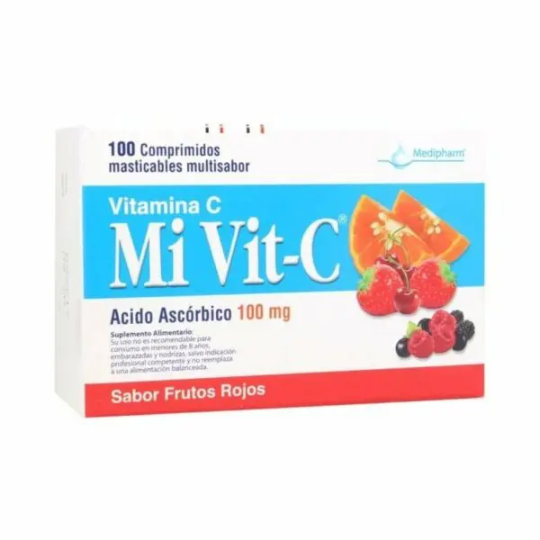 Mi-Vit C Sabor Frutos Rojos x 100 Comprimidos Masticables