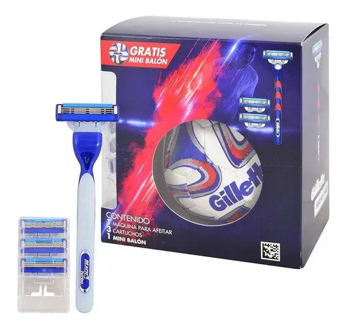 Gillette Pack 1 Máquina de afeitar + 3 Cartuchos + 1 Mini balón