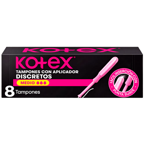 Kotex Tampones con aplicador medio x 8 tampones