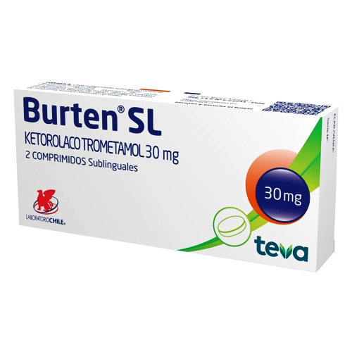 Burten SL Ketorolaco Trometamol 30 mg x 2 comprimidos Sublinguales (Lab Chile)