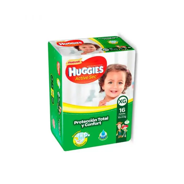 Huggies Active Sec XG x 16 unidades