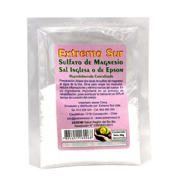 Sulfato de Magnesio Sal inglesa Extremo Sur 30g