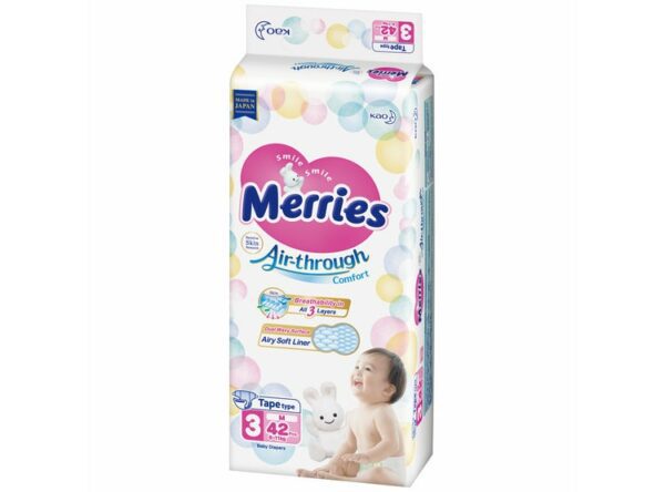Pañales Merries Velcro Jumbo Pack M 42 pcs