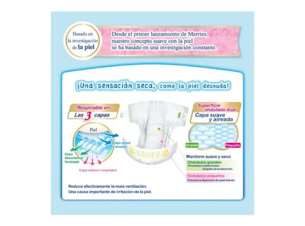 Pañales Merries Velcro Jumbo Pack M 42 pcs - Imagen 2
