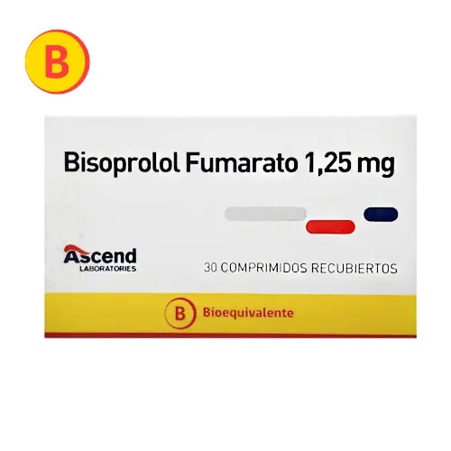 Bisoprolol Fumarato 1,25 mg x 30 Comprimidos Recubiertos