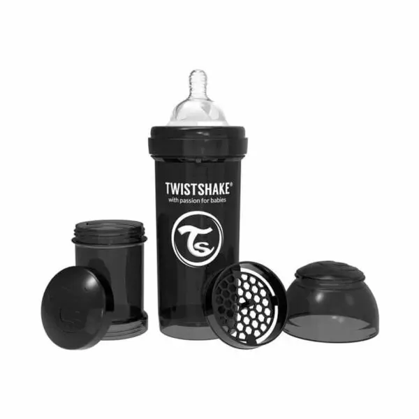 Mamadera Anticolico Twistshake 260 ml Negro