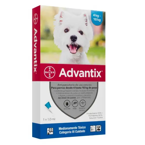 Advantix Pipeta (4 a 10 Kg) Antiparasitario de uso Externo x 1 Und