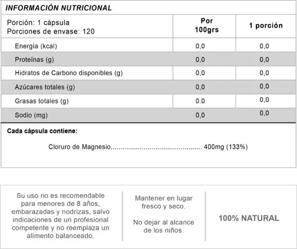 Cloruro de Magnesio PLUS (120 cápsulas) - Imagen 2