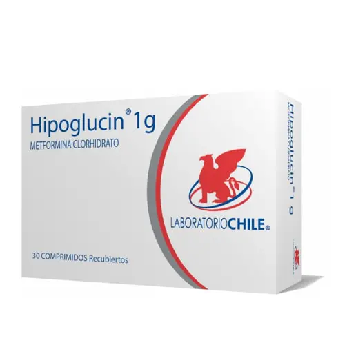 Hipoglucin 1 g Metformina Clorhidrato x 30 Comprimidos (Lab Chile)