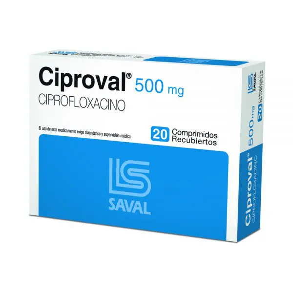 Ciproval Ciprofloxacino 500 mg x 20 Comprimidos Recubiertos