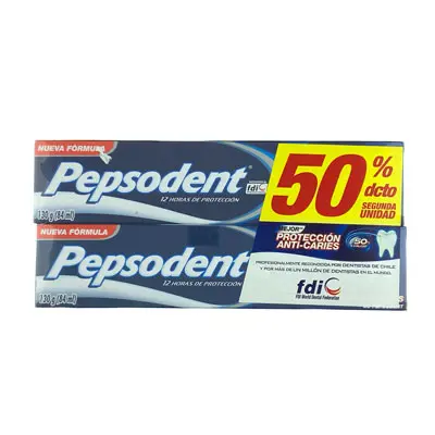 Pepsodent Pasta Dental Protección Anti caries+ 130 g x 2 unidades