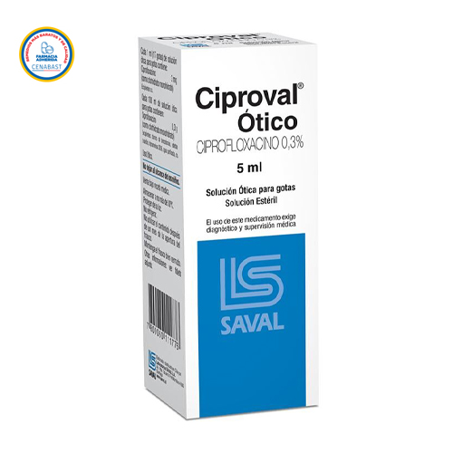 Ciproval Otico Ciprofloxacino Sol.Otica 0,3% por 5ml Cenabast