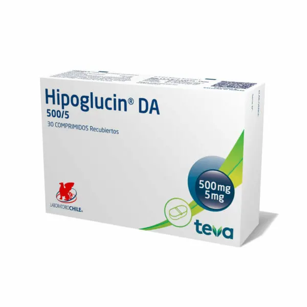 Hipoglucin DA 500/5 g Metformina x 30 Comprimidos Recubiertos (Lab Chile)