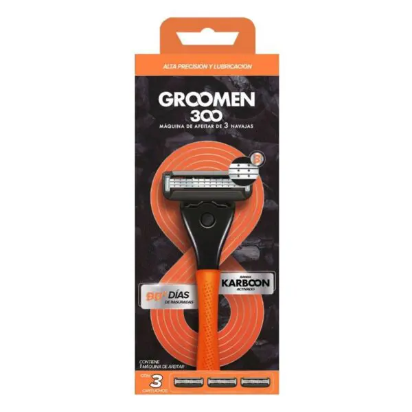 Groomen 300 Maquina de Afeitar de 3 Navajas 1 Maquina con 3 Cartuchos