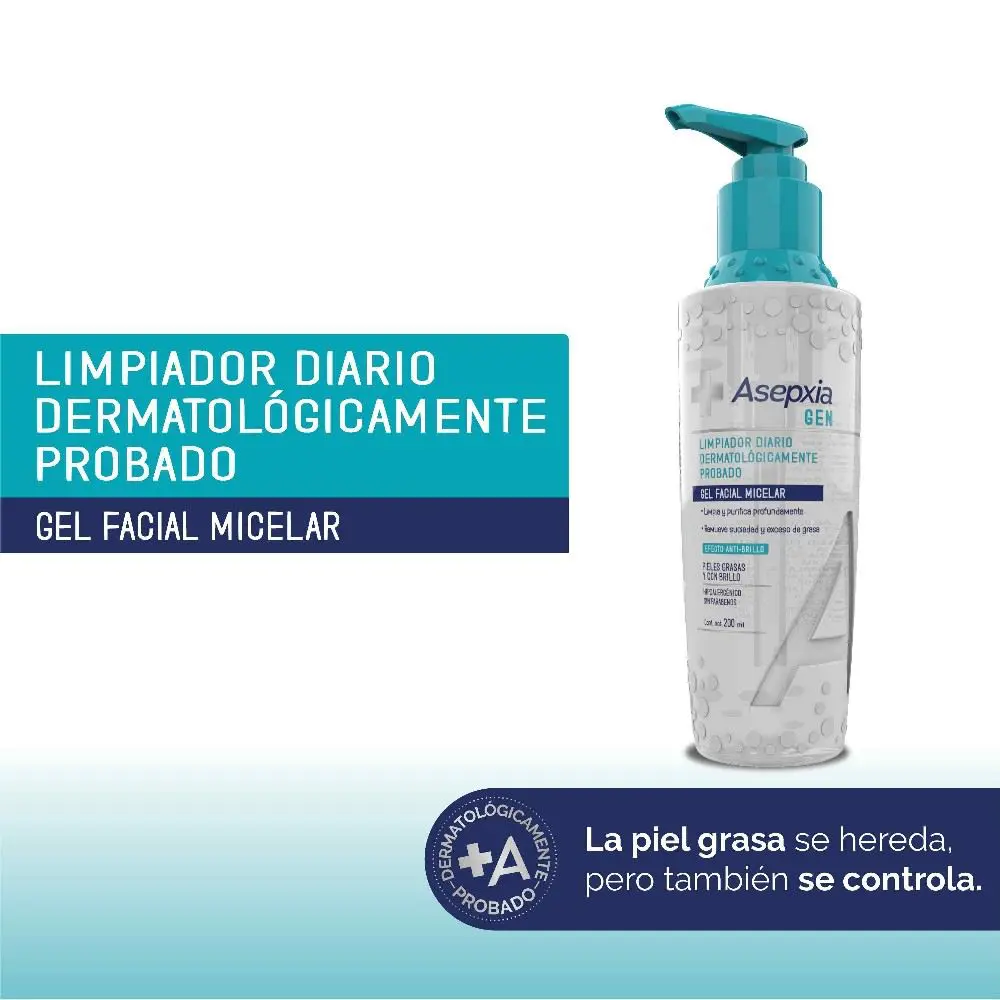 Asepxia GEN Limpiador facial diario para piel grasa, 6.7 onzas