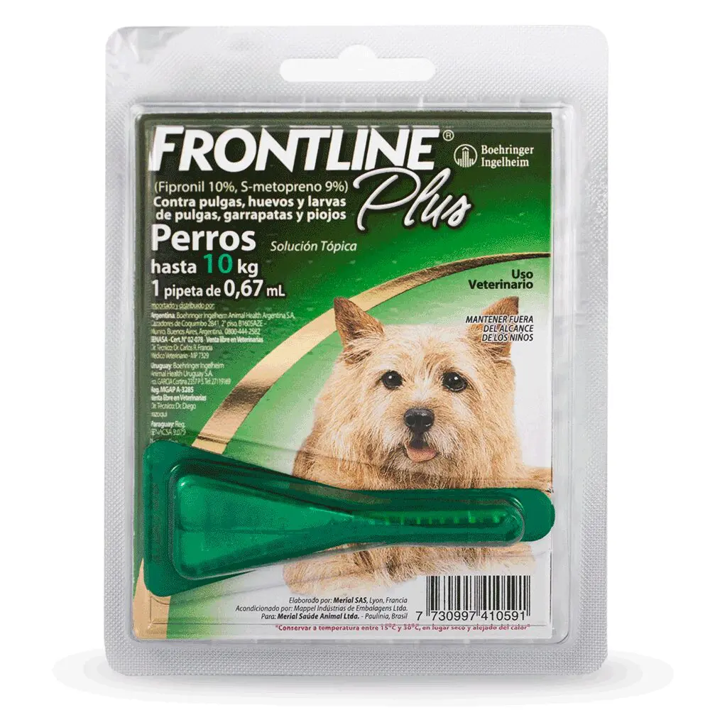 Frontline Plus Perros hasta 10 Kg x 1 pipeta 0,67 Ml - EcoFarmacias Frontline Plus Perros hasta 10 Kg x 1 pipeta 0,67 Ml - EcoFarmacias