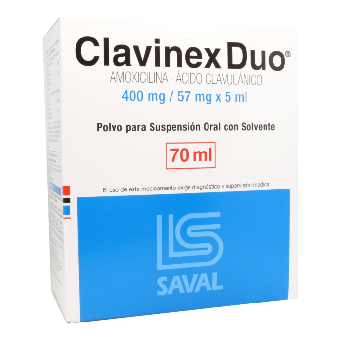 Clavinex Duo Amoxicilina 400 Mg / Acido Clavulánico 57 mg 70 Ml