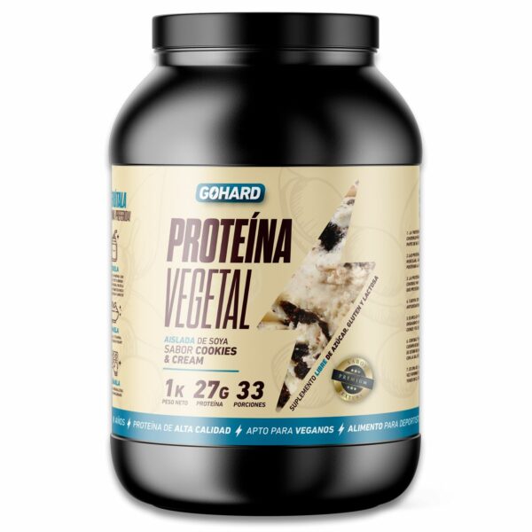 GoHard Proteina Vegetal Aislada de Soya Sabor Cookies and Cream 1Kg (33 Servicios)