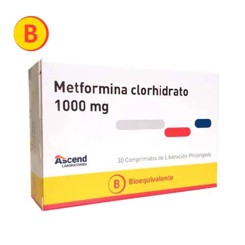 Metformina Clorhidrato XR 1000mg x 30 Comp (Ascend)