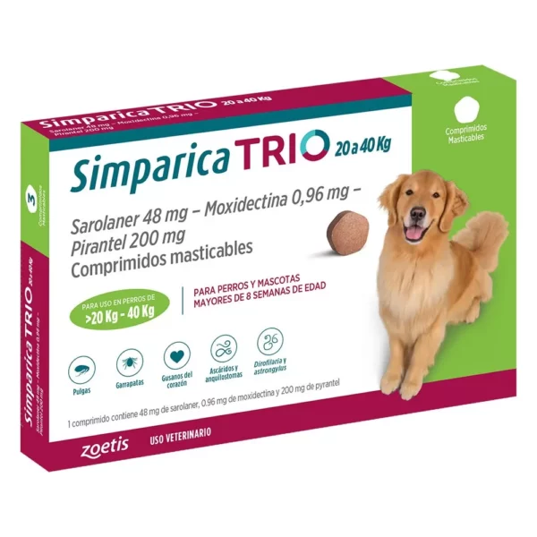 Simparica Trio  (20 - 40 kg) x 1 Comprimido Masticable