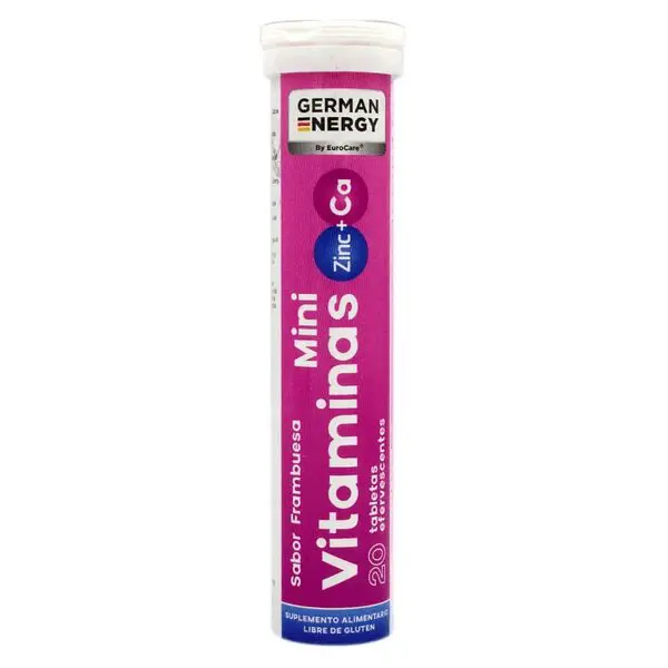 Vitaminas Mini x 20 tabletas Efervescentes Sabor Frambuesa