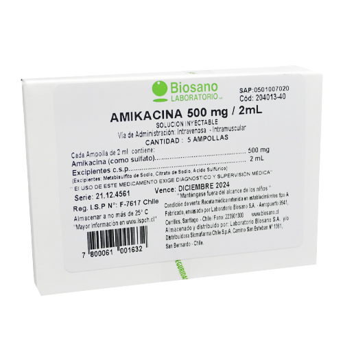 Amikacina 500mg/2ml x 5 Ampollas