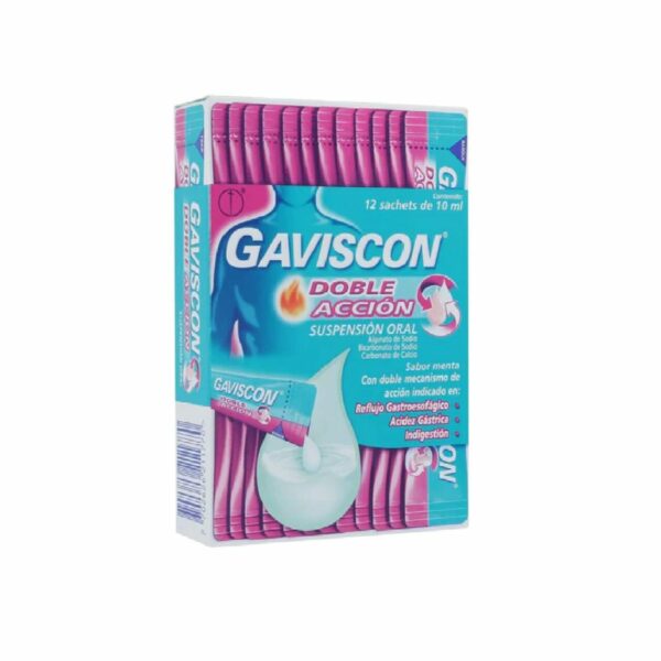 Gaviscon Doble Acción Sabor Menta por 12 Sachets.Reckitt Benckiser