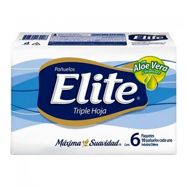 Pañuelos Desechables Elite Triple hoja 6 bolsa de 10 unidades