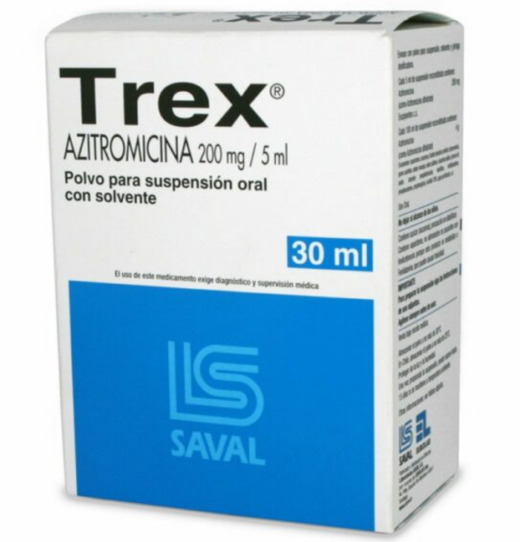 Trex Azitromicina 200mg Suspensión 30ml DESCUENTO daño caja