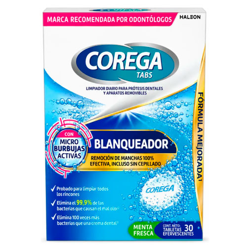 Corega Tabs Limpiadora Blanqueadora Prótesis x 30 tabletas