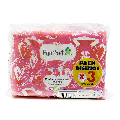 Pañuelos desechables FamSet doble hoja diseño 3 paquetes