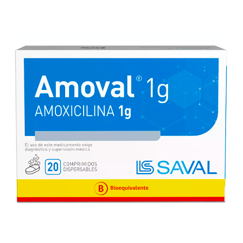 Amoval Amoxicilina 1gr 20 Comprimidos