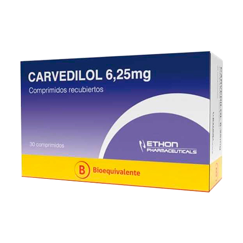 Carvedilol 6,25 mg x 30 comprimidos.