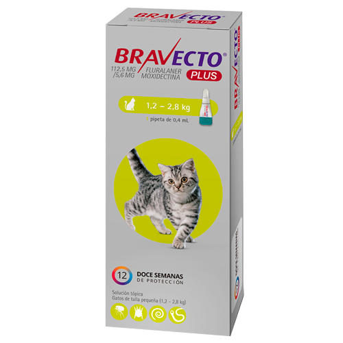 Bravecto Plus Gato 1.2 a 2.8 KG x 1 pipeta
