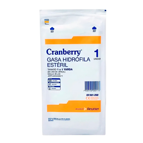 Cranberry Gasa Hidrófila Estéril 90x90 x 1 unidad