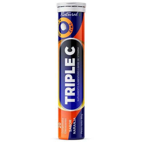Triple C Vitamina C 1000 mg + vit D + Zinc x  20 tabletas Efervescentes