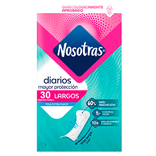Nosotras Protectores Diarios Largos 30 un.