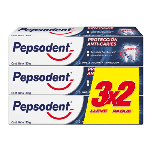 Pepsodent Pasta Dental Protección Anti Caries 3x130gr