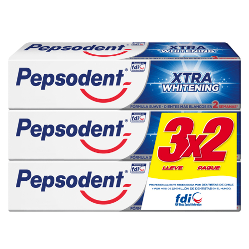 Pepsodent Pasta Xtra Whitening 130 g x 3 unidades