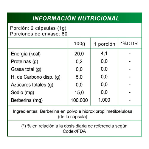 Berberina 1.000 mg x 120 cápsulas - Imagen 2