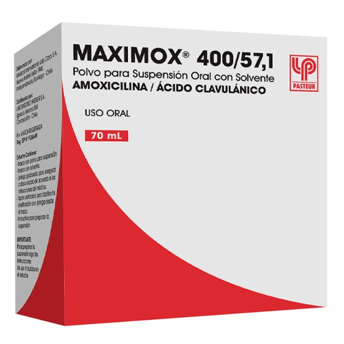 Maximox 400/57 Amoxicilina 57 mg/5mL Suspensión 70 mL