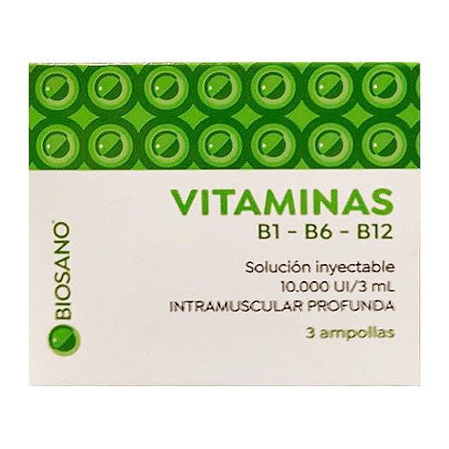 Vitaminas B1-B6-B12 10.000 UI/3 ml x 3 Ampollas