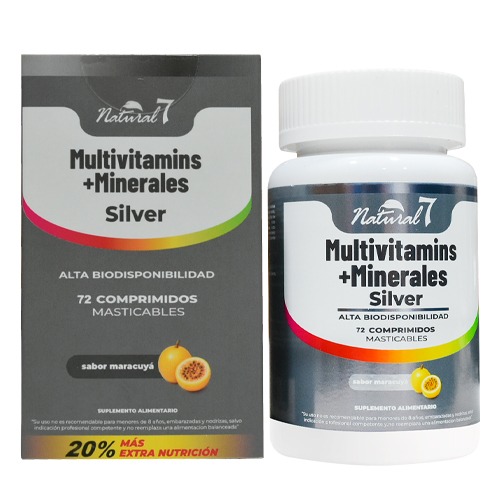 Multivitamínico Multivitamins Silver + minerales 72 comprimidos masticables