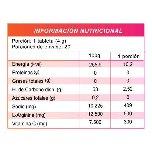 L-Arginina + Vitamina C x 20 tabletas efervecentes - Imagen 2
