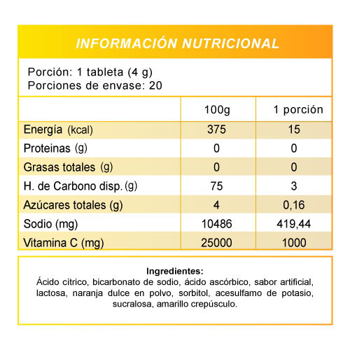 Vitamina C 1000mg x 20 tabletas efervecentes - Imagen 2