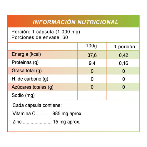 Vitamina C + Zinc x 60 cápsulas - Imagen 2