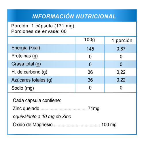 Zinc Quelato x 60 cápsulas - Imagen 2